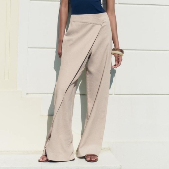 LINEN BLEND PAREO PANTS - Picture 2 of 14